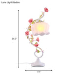 Countryside Flower Glass Nightstand Lamp - 1 Bulb Pink/Blue/Green Lighting For Bedroom