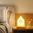 Countryside Glass Table Lamp With Opaque Shade - 1 Bulb Wood Nightstand Light For Bedside
