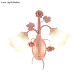 Countryside Pink Blossom Wall Sconce With Opal Glass - Perfect For Living Rooms