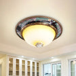 Countryside Style Tan Led Flush Mount Lamp With Faceted Glass Bowl 12’/16’/19.5 Width / 12’