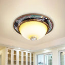 Countryside Style Tan Led Flush Mount Lamp With Faceted Glass Bowl 12’/16’/19.5 Width / 12’