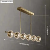 Crackled Crystal Glass Rings Pendant Chandelier With Postmodern Brass Finish - Perfect For A Diner