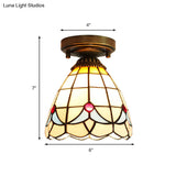 Craftsman Stained Glass Led Ceiling Light - White/Beige/Orange/Blue Ideal For Foyers