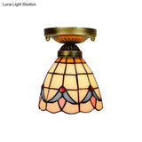 Craftsman Stained Glass Led Ceiling Light - White/Beige/Orange/Blue Ideal For Foyers