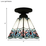 Craftsman Stained Glass Led Ceiling Light - White/Beige/Orange/Blue Ideal For Foyers