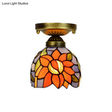 Craftsman Stained Glass Led Ceiling Light - White/Beige/Orange/Blue Ideal For Foyers