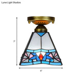 Craftsman Stained Glass Led Ceiling Light - White/Beige/Orange/Blue Ideal For Foyers