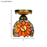 Craftsman Stained Glass Led Ceiling Light - White/Beige/Orange/Blue Ideal For Foyers