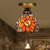Craftsman Stained Glass Led Ceiling Light - White/Beige/Orange/Blue Ideal For Foyers Orange