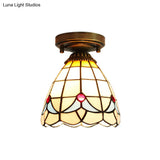 Craftsman Stained Glass Led Ceiling Light - White/Beige/Orange/Blue Ideal For Foyers