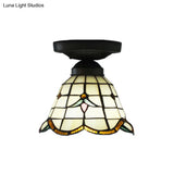 Craftsman Stained Glass Led Ceiling Light - White/Beige/Orange/Blue Ideal For Foyers