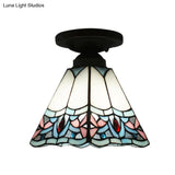 Craftsman Stained Glass Led Ceiling Light - White/Beige/Orange/Blue Ideal For Foyers