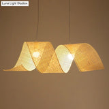 Creative Asian Style Twisted Bamboo Mesh Pendant Light - 1-Light Beige Ceiling Suspension Lamp