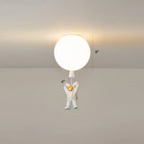 Creative Astronaut Themed Balloon Ceiling Mount Light Silica Gel 1 - Bulb Bedroom Flush White / 8’ C