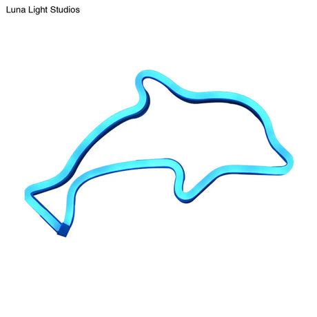 Creative Battery Powered Led Dolphin Boys Bedroom Wall Light In White