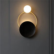 Creative Circle Wall Sconce Cream Glass 1-Head Corridor Light In Black-Brass - Postmodern Design