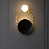 Creative Circle Wall Sconce Cream Glass 1-Head Corridor Light In Black-Brass - Postmodern Design