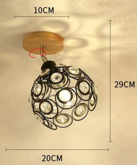 Creative Crystal Minimalist Ceiling Light Single Wall Lamp Bedroom European Iron Crystal Decor