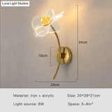 Creative Floral Decorative Gold Led Wall Lamp For Bedroom Bedside Living Room Lighting Fixture Style
