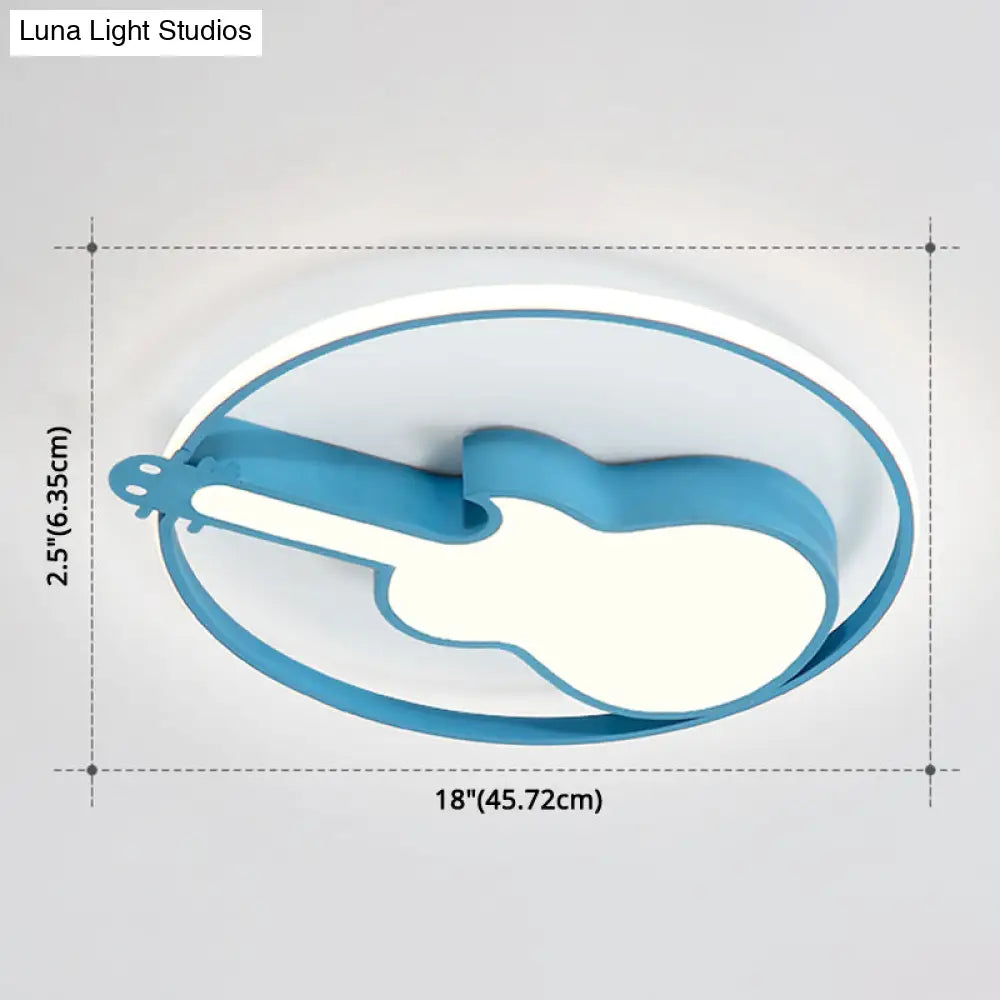 Creative Guitar Flush Mount Ceiling Light For Bedroom - 1 Metal Fixture