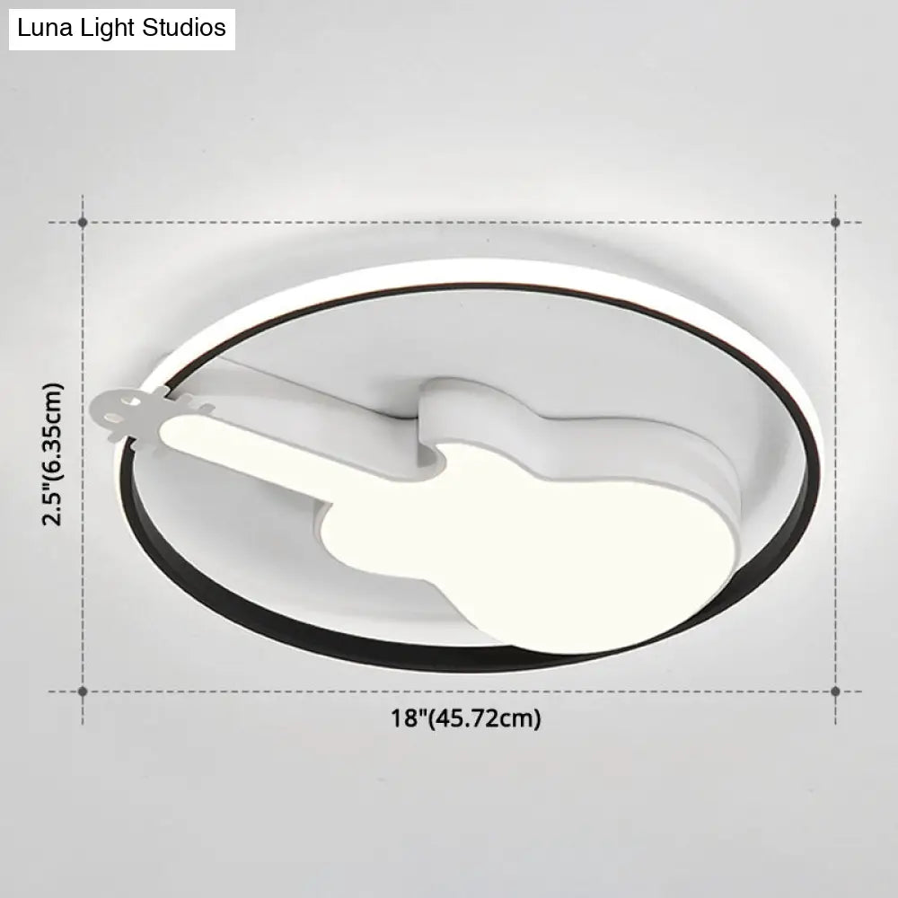 Creative Guitar Flush Mount Ceiling Light For Bedroom - 1 Metal Fixture