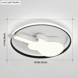 Creative Guitar Flush Mount Ceiling Light For Bedroom - 1 Metal Fixture