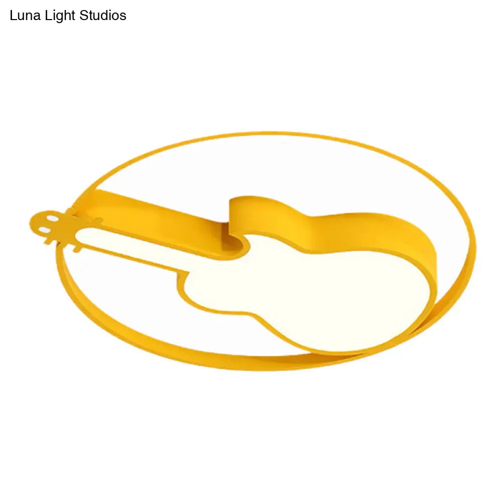 Creative Guitar Flush Mount Ceiling Light For Bedroom - 1 Metal Fixture