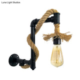 Creative Jute Rope Industrial Wall Sconce With Metal Plumbing Pipe - Style Lighting
