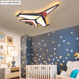 Creative Led Blue Flush Mount Lamp For Kindergarten Ceiling / 25 Warm