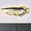 Creative Led Fish-Shaped Wall Sconce For Kindergarten - Black Acrylic