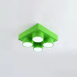 Creative Led Flush Mount Ceiling Light For Kids’ Kindergarten With Toy Brick Design Green / White