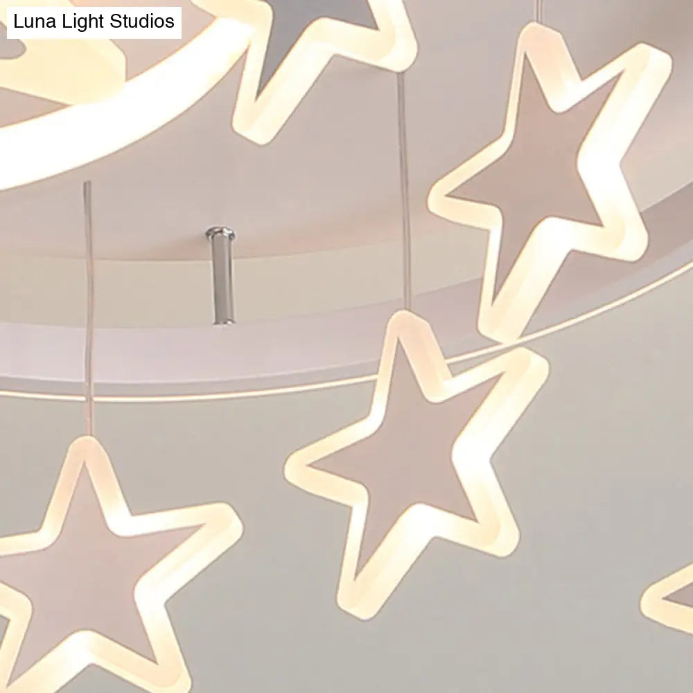 Creative Moon And Star Acrylic Flush Ceiling Light Fixture - 1 Flush-Mount