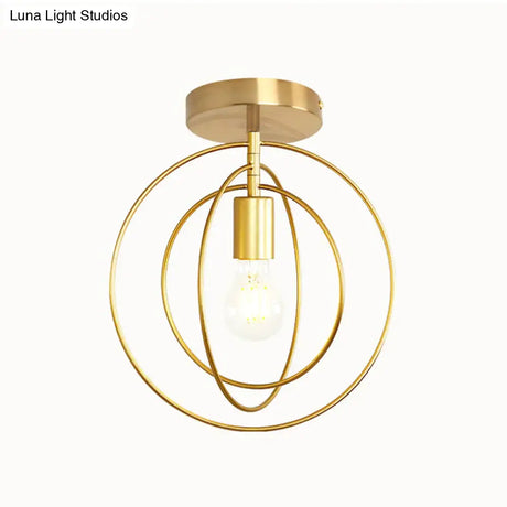 Creative Pentagram Iron Industrial Wind Ceiling Light Retro Circle E27 Black/Gold Lamp For