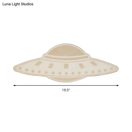 Creative Wood Spaceship Ufo Sconce Light In Beige - Cool Wall For Dining Room & Restaurant