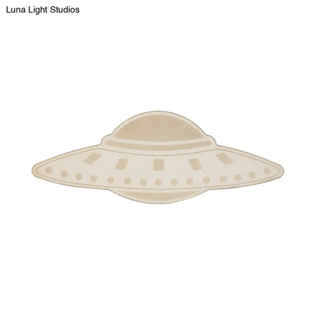 Creative Wood Spaceship Ufo Sconce Light In Beige - Cool Wall For Dining Room & Restaurant