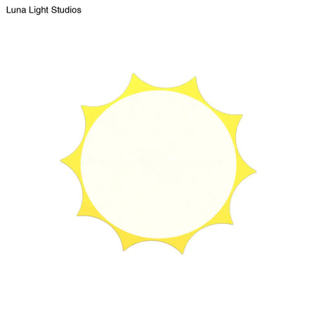 Creative Yellow Sun Acrylic Led Flush Mount Ceiling Light Fixture For Kindergarten