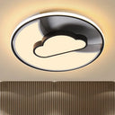Crescent & Cloud Cartoon Led Flush Mount Ceiling Lamp For Study Room Black - White / 16.5’ White