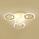 Crystal Ball Led Flush Mount Ceiling Light For Adult Bedroom - Elegant Petal Design In White 3 /