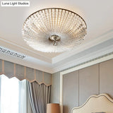 Crystal Beaded Ceiling Lamp With Rustic Charm: 4 - Light Flush Mount For Living Room
