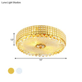 Crystal Beveled Flush Mount Led Ceiling Light In Silver/Gold 16/23.5 Inch Dia