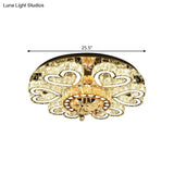 Crystal Block Flush Mount Ceiling Light With Chrome Heart - Shaped Led For Contemporary Sitting Room