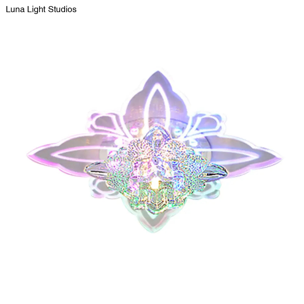 Crystal Blossom Led Ceiling Lamp With Modern Style And Clear Acrylic Petals - Ideal For Foyers