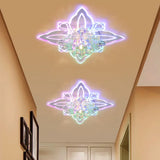 Crystal Blossom Led Ceiling Lamp With Modern Style And Clear Acrylic Petals - Ideal For Foyers