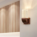 Crystal Brown/Gold Rectangular Led Wall Sconce Light For Bedroom Brown
