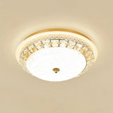Crystal Ceiling Lamp In Gold: Simple Bowl Shape Led Flush Mount 16/19.5 Wide