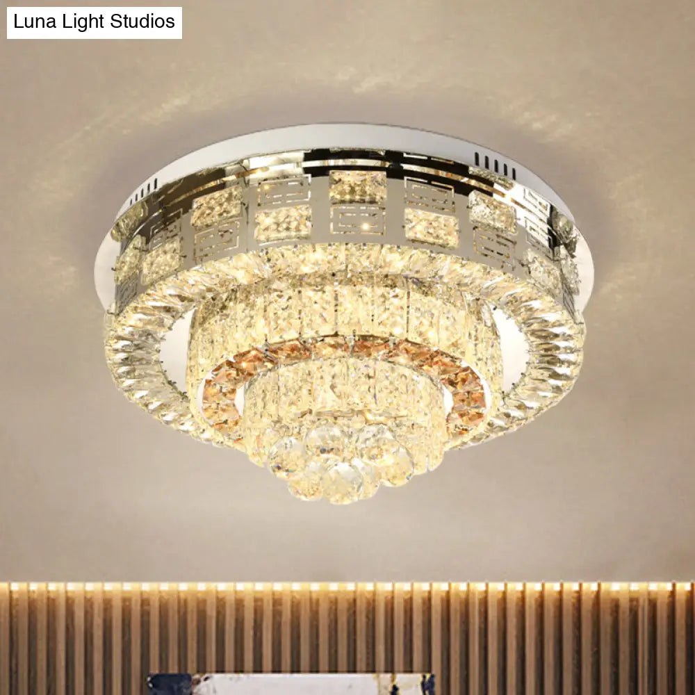 Crystal Ceiling Mount Led Flush Lamp With Contemporary Design