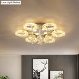 Crystal Chrome Semi Mount Lighting - Circular Led Close To Ceiling Light