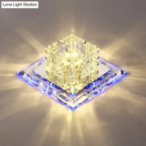 Crystal Clear Led Flush Ceiling Light Fixture For Corridor - Artistic Square Design