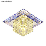 Crystal Clear Led Flush Ceiling Light Fixture For Corridor - Artistic Square Design