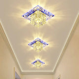 Crystal Clear Led Flush Ceiling Light Fixture For Corridor - Artistic Square Design / 5.5’ Blue